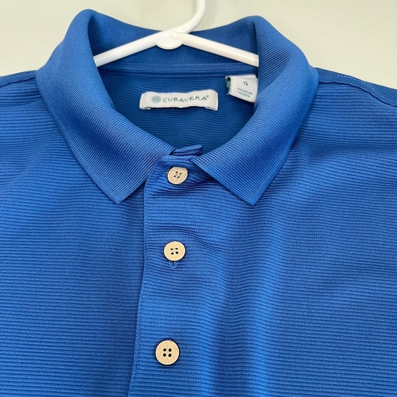 Cubavera Mykonos Blue Solid Textured Polo Large Mens - Picture 10 of 15